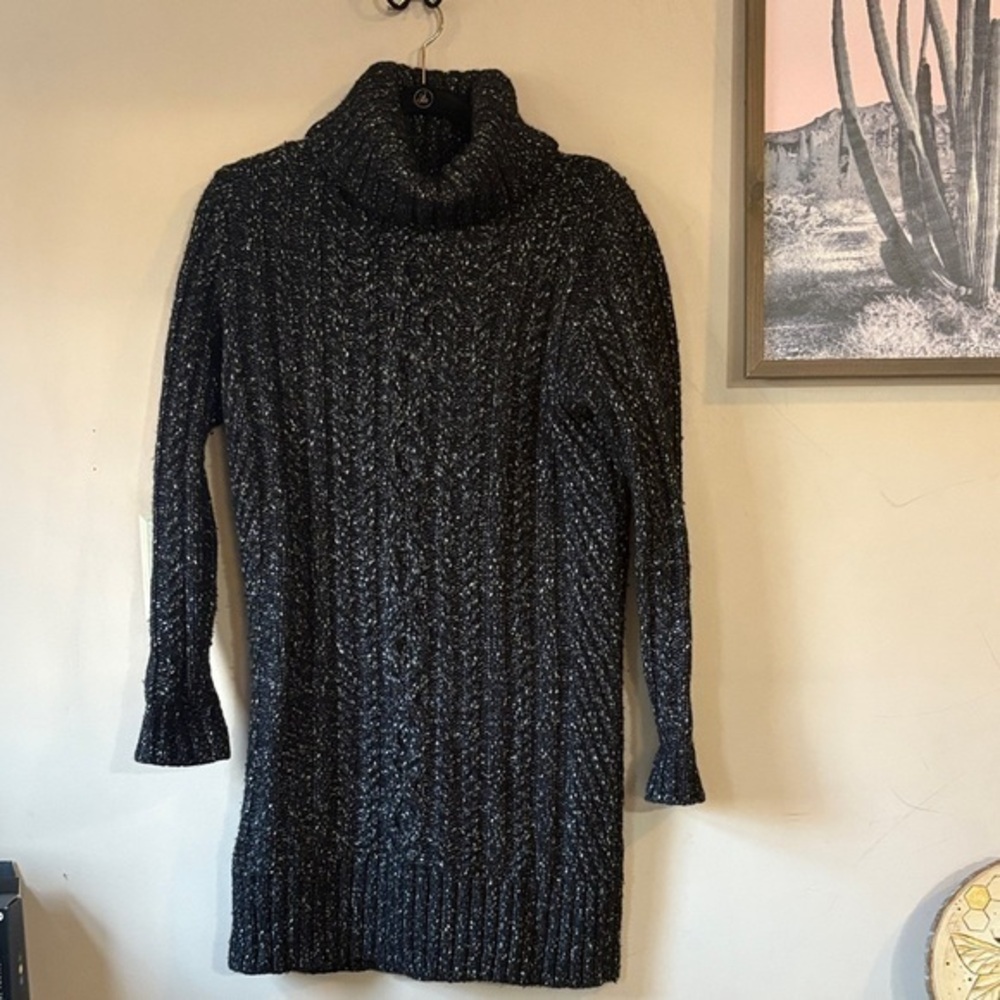 ❤️FINAL SALE❤️ Banana Republic Black Cable Knit Alpaca Sweater Dress Size Small